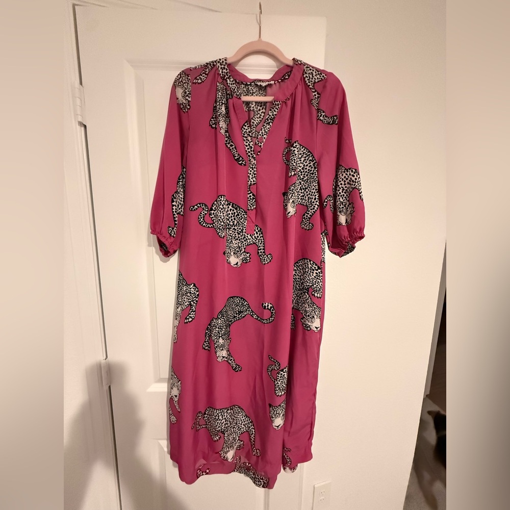 Umgee Fuchsia Leopard Midi Dress